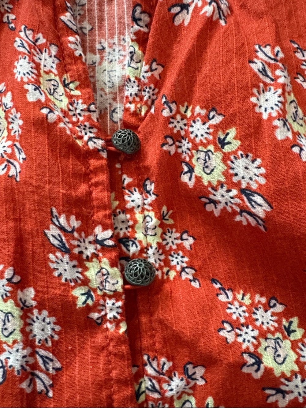 Pilcro Coral Red Floral Button-Down Shirt - Picture 4 of 9